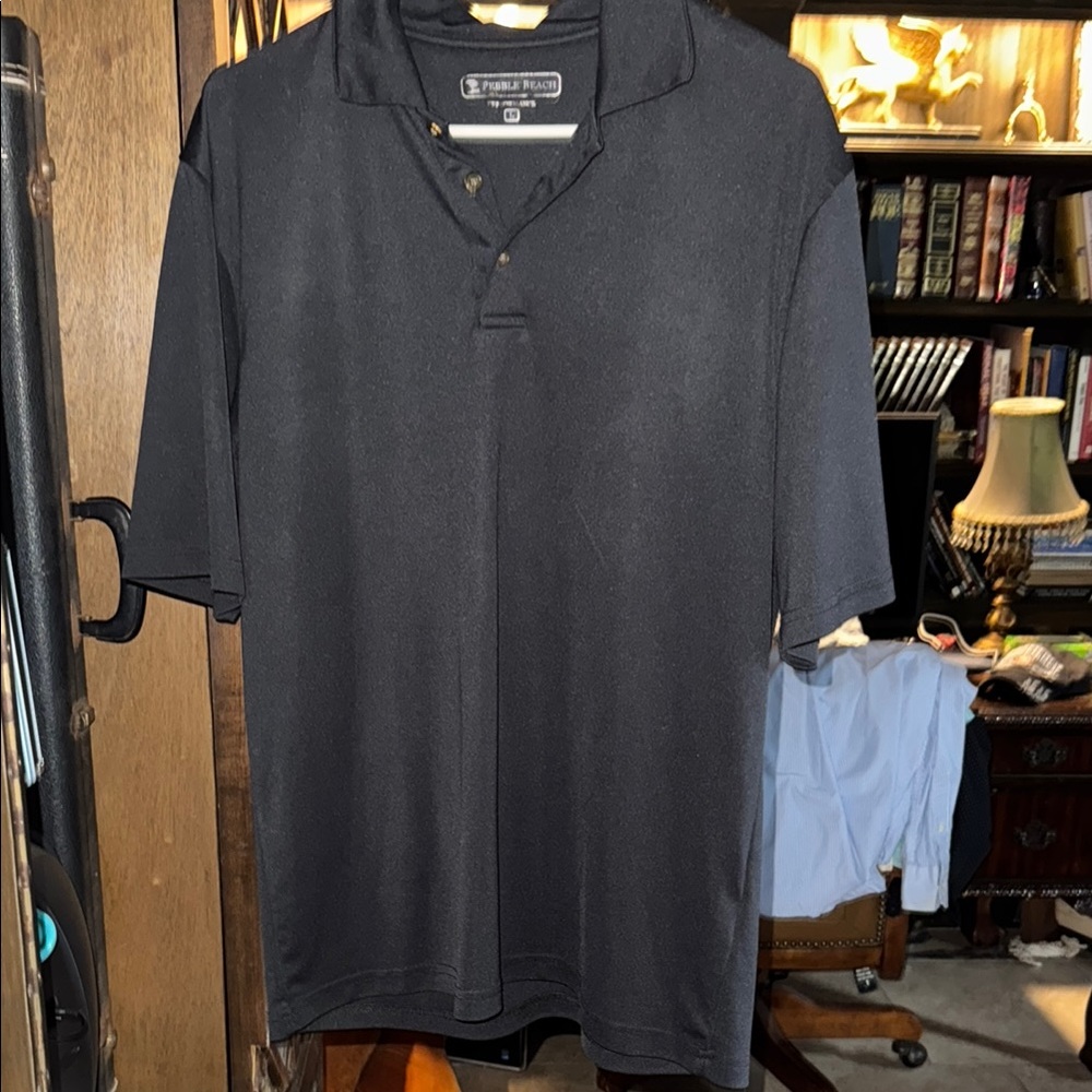 Pebble Beach Black Polo Shirt Casual Knit Design